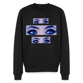 blue eyes - Männer Premium Bio Pullover - Schwarz - Vorne - Nico (187cm)
