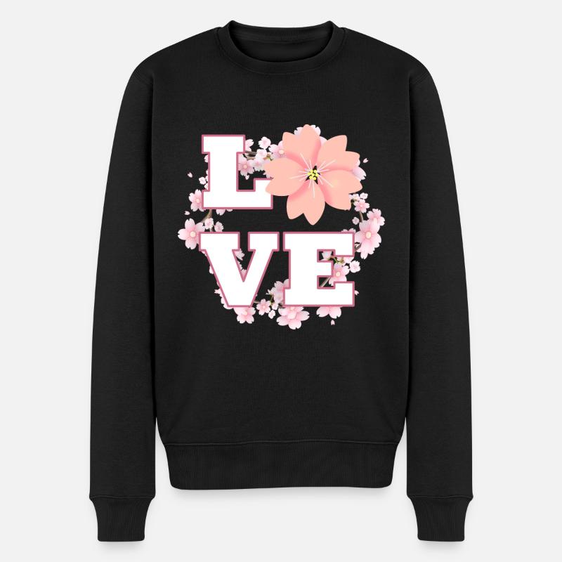 Love Kirschblüten Ring - Männer Premium Bio Pullover - Schwarz