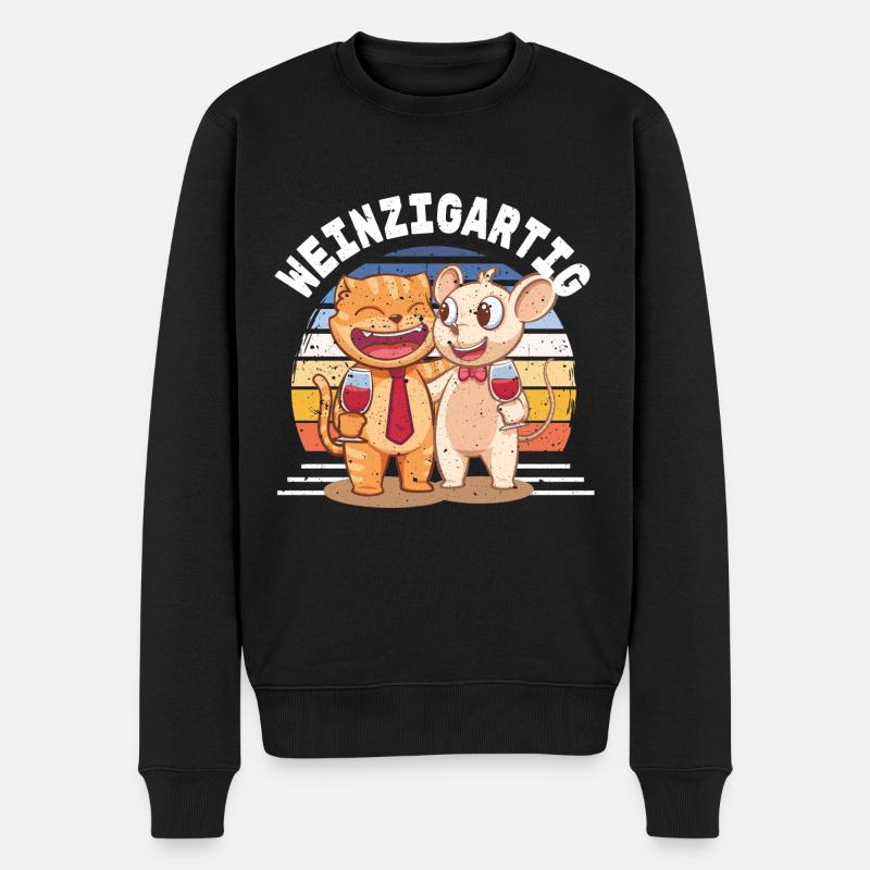 Weinzigartig - Männer Premium Bio Pullover - Schwarz