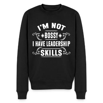 Je ne suis pas autoritaire, j’ai des compétences en leadership - Pull Premium bio Homme - noir - Devant - Nico (187cm)