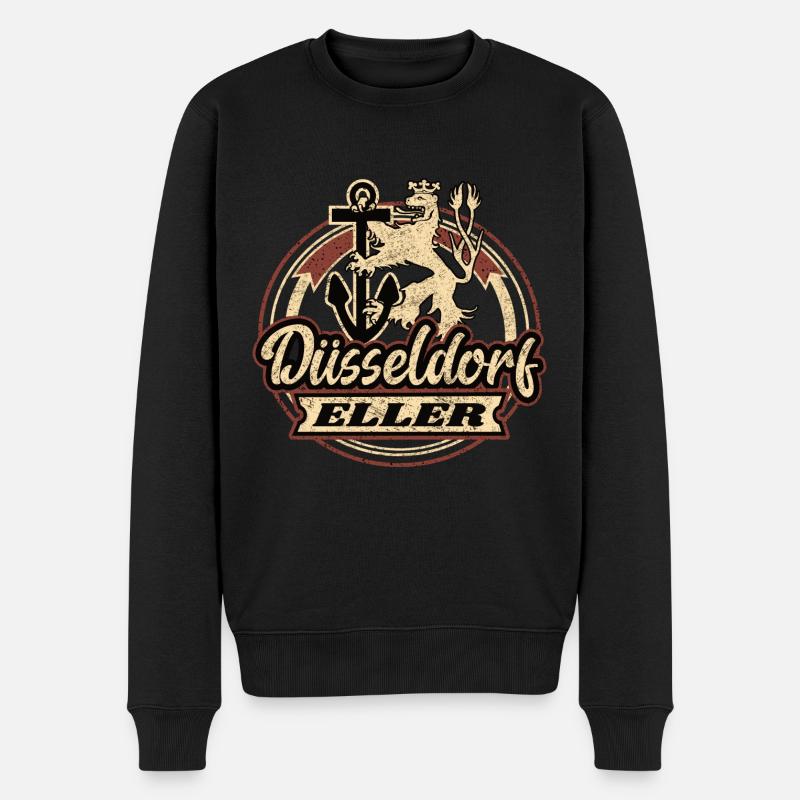 Düsseldorf Eller Retro Design - Männer Premium Bio Pullover - Schwarz