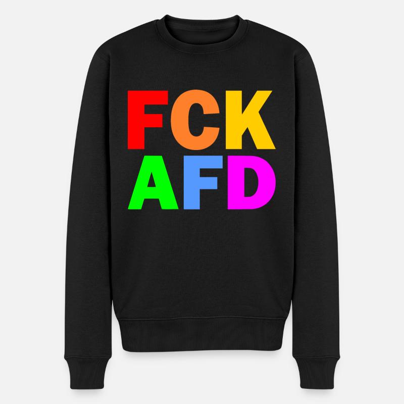Fck afd - Männer Premium Bio Pullover - Schwarz