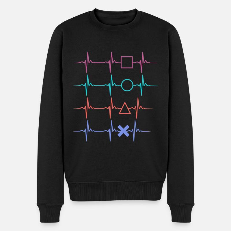 Gamer Heartbeat - Männer Premium Bio Pullover - Schwarz