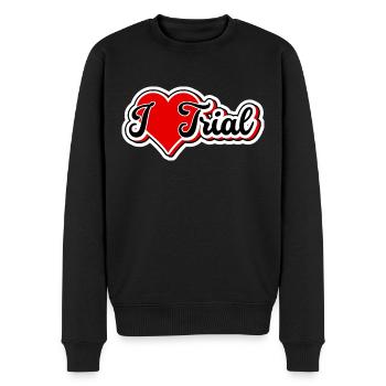 I LOVE TRIAL, Trialbike Fahrrad Sport Valentinstag - Männer Premium Bio Pullover - Schwarz - Vorne - Nico (187cm)
