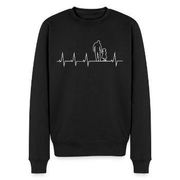 Vater und Tochter - Herzschlag - Männer Premium Bio Pullover - Schwarz - Vorne - Nico (187cm)
