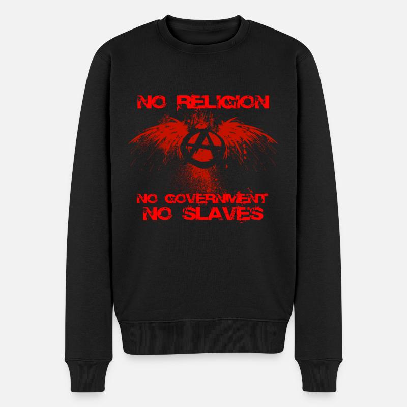 No Religion No Government No Slaves - Männer Premium Bio Pullover - Schwarz