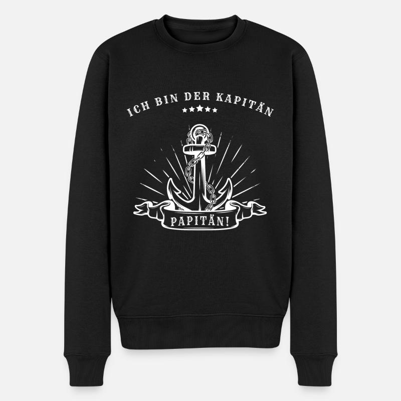 Ich bin der Kapitän, Papitän! - Männer Premium Bio Pullover - Schwarz