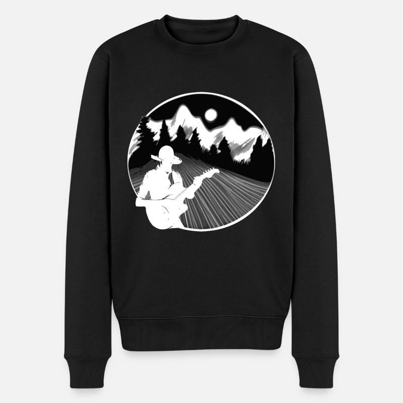 Straßengitarrist - Männer Premium Bio Pullover - Schwarz