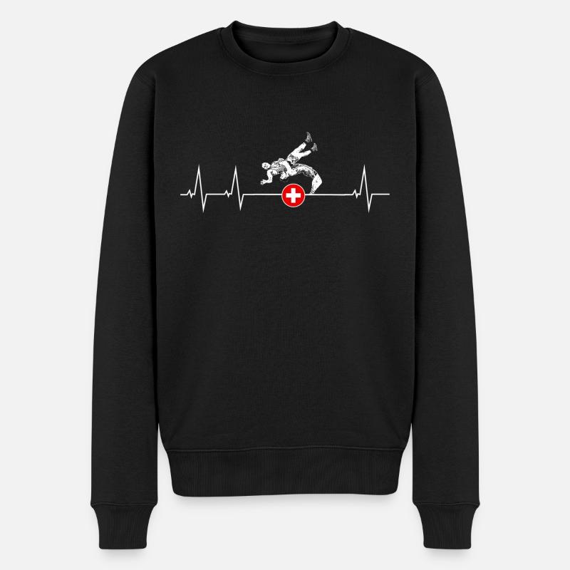 Ich liebe Schwingen - Schweiz - Männer Premium Bio Pullover - Schwarz