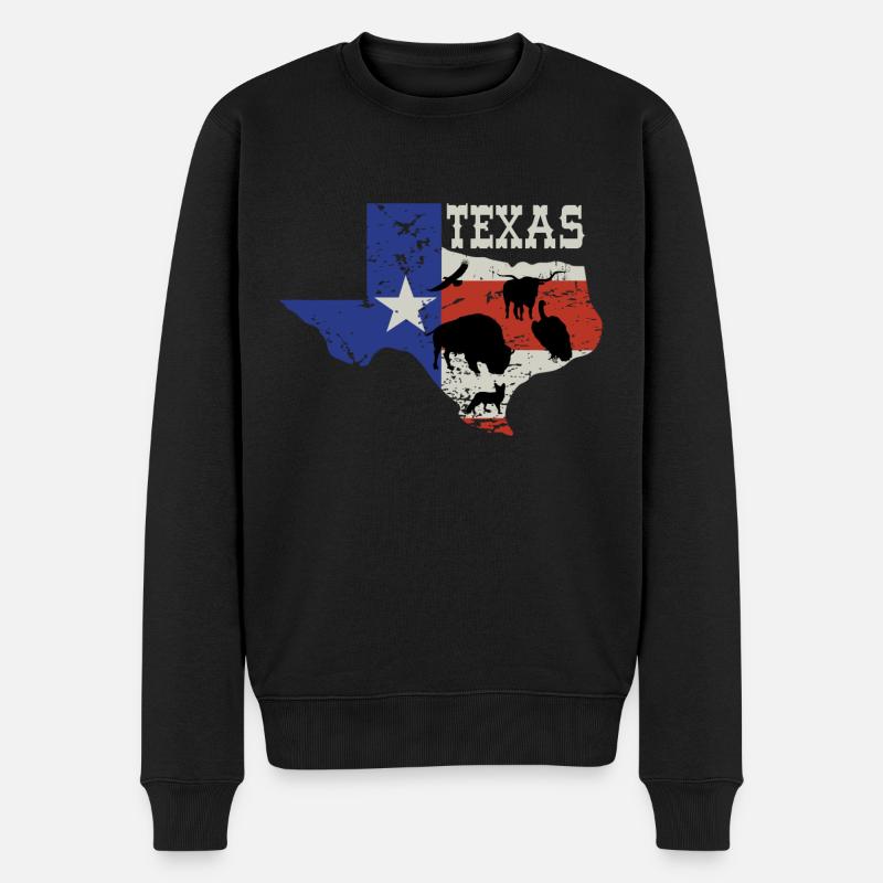 TEXAS Animals - Männer Premium Bio Pullover - Schwarz