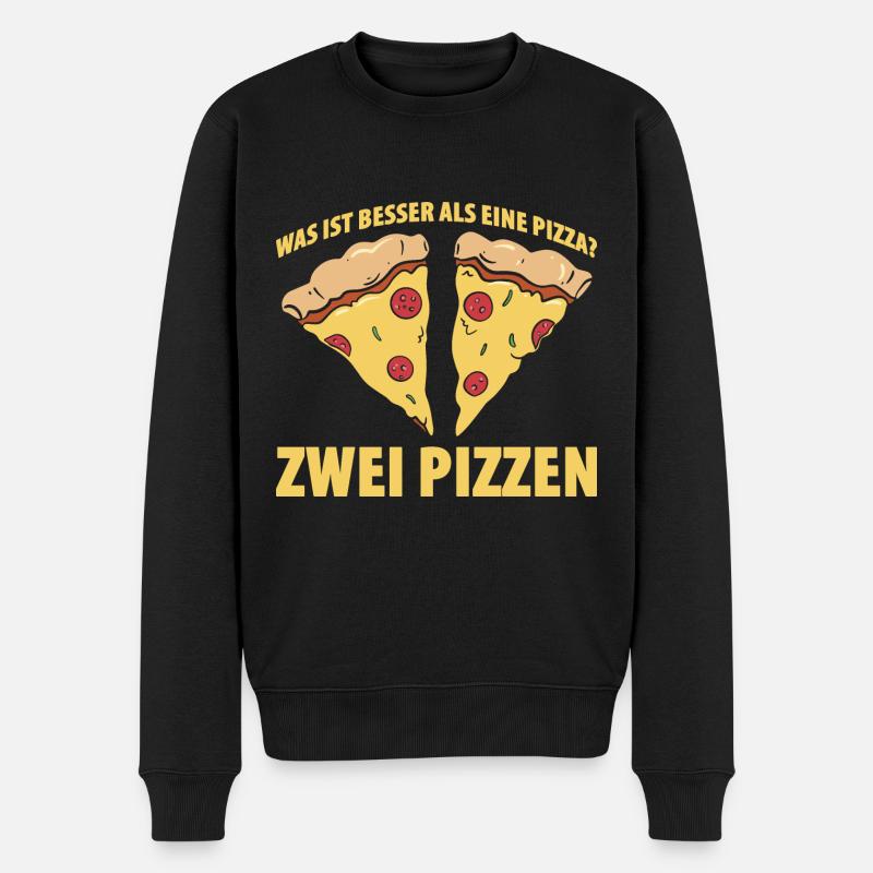 Was ist besser als eine Pizza? Zwei Pizzen Lieblib - Männer Premium Bio Pullover - Schwarz