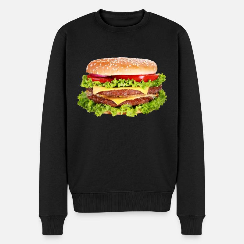 Burger - Männer Premium Bio Pullover - Schwarz