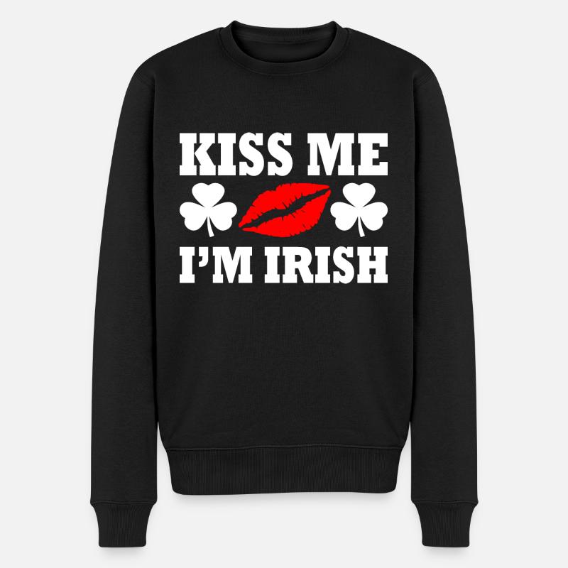 Kiss me im irish - Männer Premium Bio Pullover - Schwarz