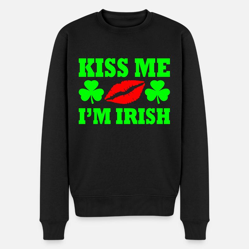 Kiss me im irish - Männer Premium Bio Pullover - Schwarz