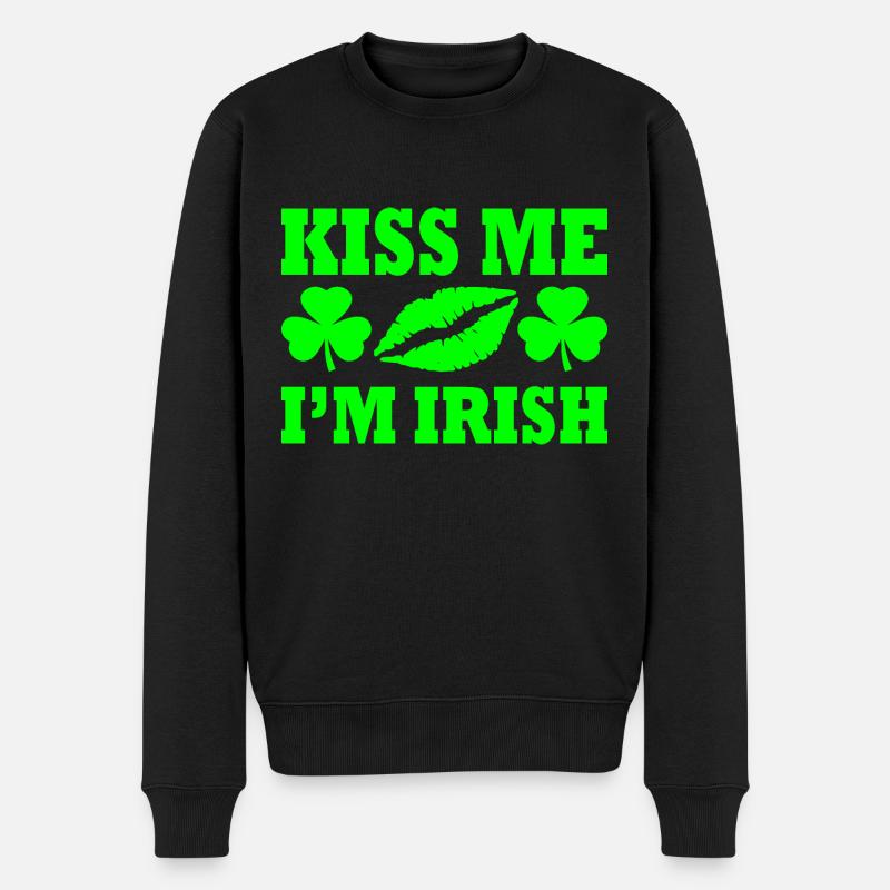 Kiss me im irish - Männer Premium Bio Pullover - Schwarz