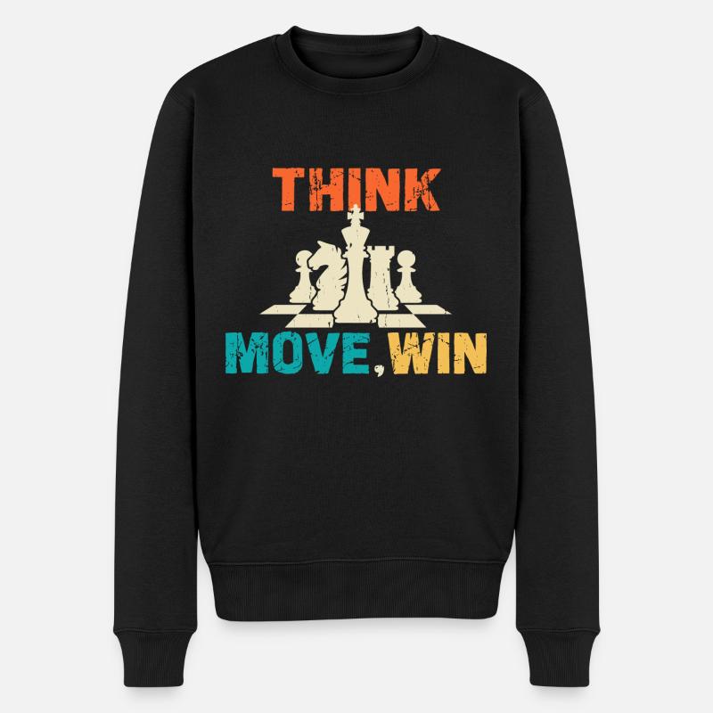 Schach Denken Bewegen Gewinnen Chess Master Club - Männer Premium Bio Pullover - Schwarz