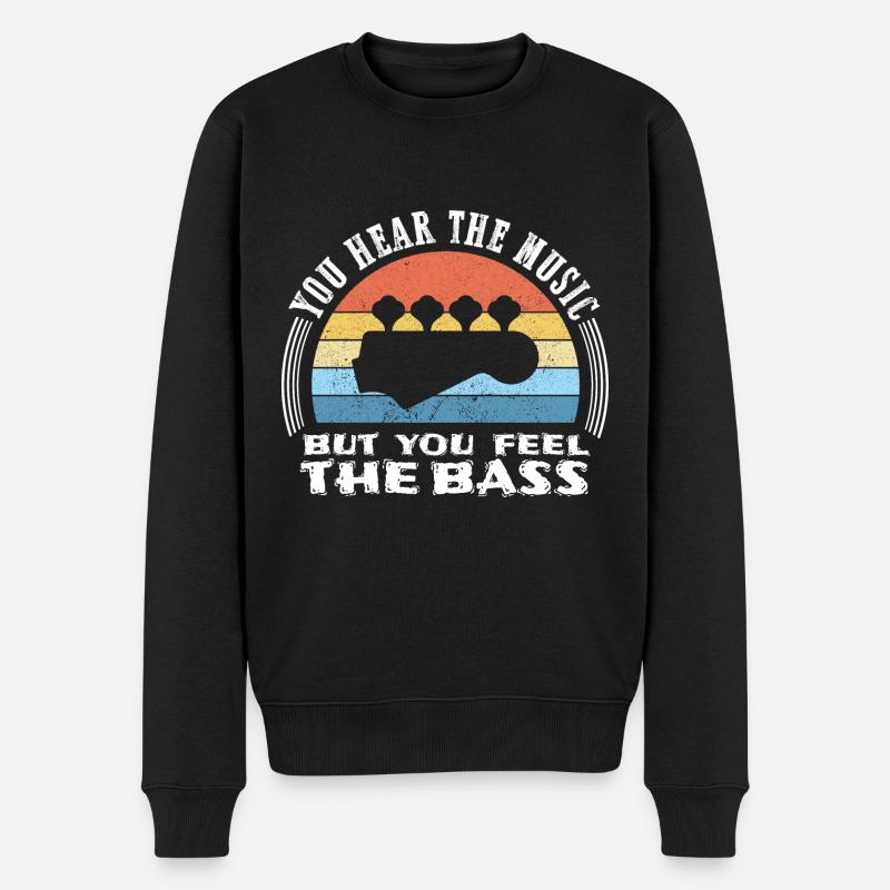 Man hört die Musik, aber man spürt den Bass - Männer Premium Bio Pullover - Schwarz