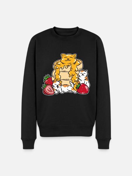 Kawaii Kitten Pancakes with Honey - Men's Premium Organic Jumper - black
