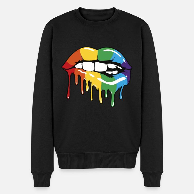 LGBT. Rainbow Lip. Pro Gay Pride Month LGBTQ - Männer Premium Bio Pullover - Schwarz