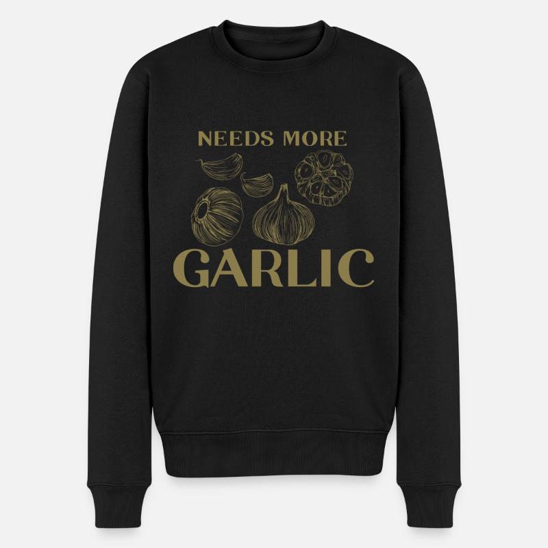 Braucht Mehr Knoblauch Knoblauchzehen - Männer Premium Bio Pullover - Schwarz
