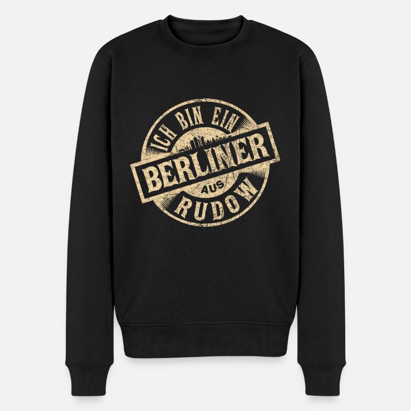 Ich bin ein Berliner aus Berlin Rudow - Männer Premium Bio Pullover - Schwarz