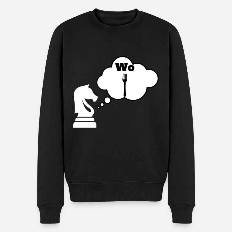 Schach Schachmatt Schachbrett Schachspiel Springer - Männer Premium Bio Pullover - Schwarz
