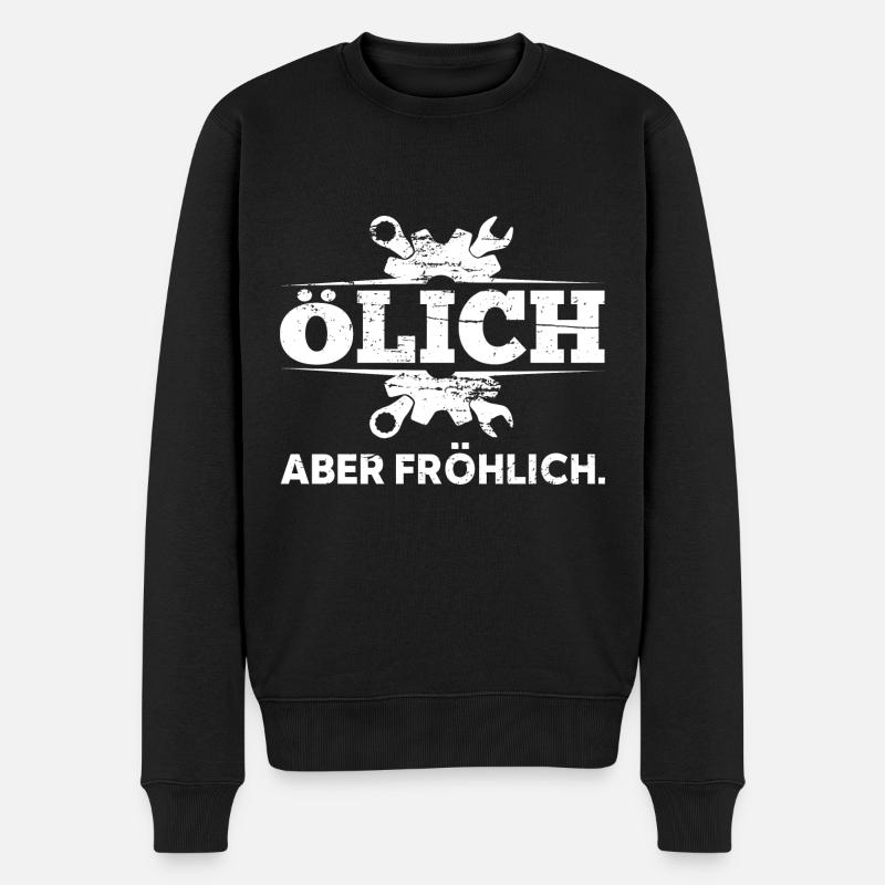 Ölich aber fröhlich Mechaniker Schlosser Schrauber - Männer Premium Bio Pullover - Schwarz