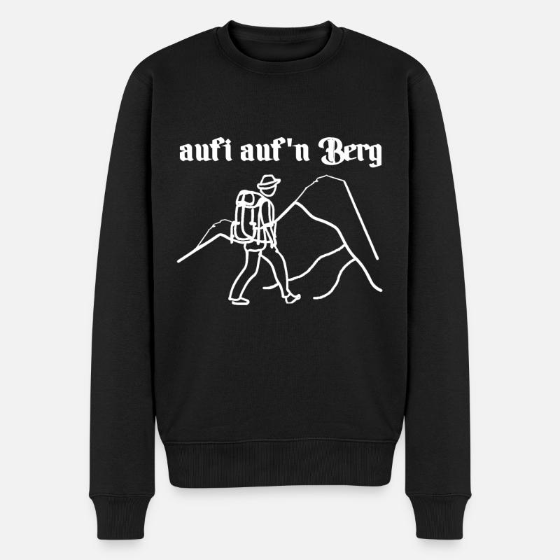 Aufi auf'n Berg – Naturliebe im Alpendesign - Männer Premium Bio Pullover - Schwarz