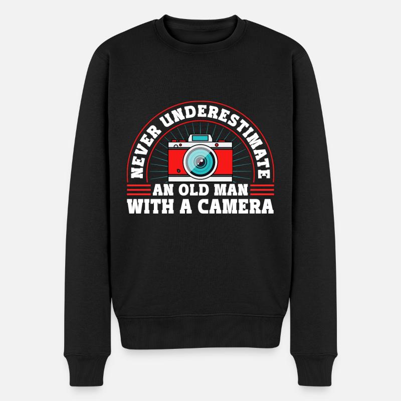 Photography Camera Lens Never - Männer Premium Bio Pullover - Schwarz