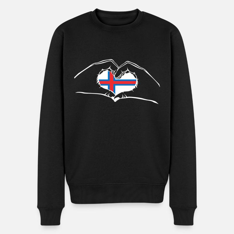 Ich liebe Island - Herz Hände - Männer Premium Bio Pullover - Schwarz