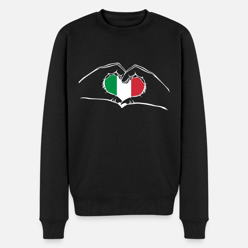 Ich liebe Italien - Herz Hände - Männer Premium Bio Pullover - Schwarz