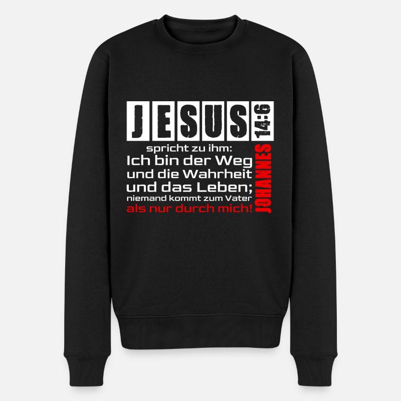 Jesus Christus Shirt Ich bin der Weg... Joh. 14:6 - Männer Premium Bio Pullover - Schwarz