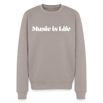 Music is Life blanc - Pull Premium bio Homme - taupe - Devant - Nico (187cm)