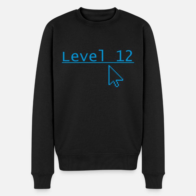 Level 12 - Männer Premium Bio Pullover - Schwarz