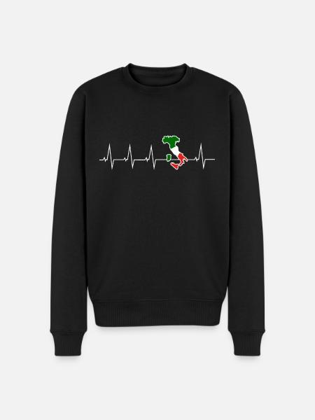 I love Italy - heartbeat - Men's Premium Organic Jumper - black