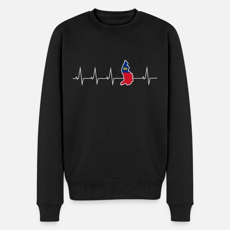 Ich liebe Liechtenstein - Herzschlag - Männer Premium Bio Pullover - Schwarz