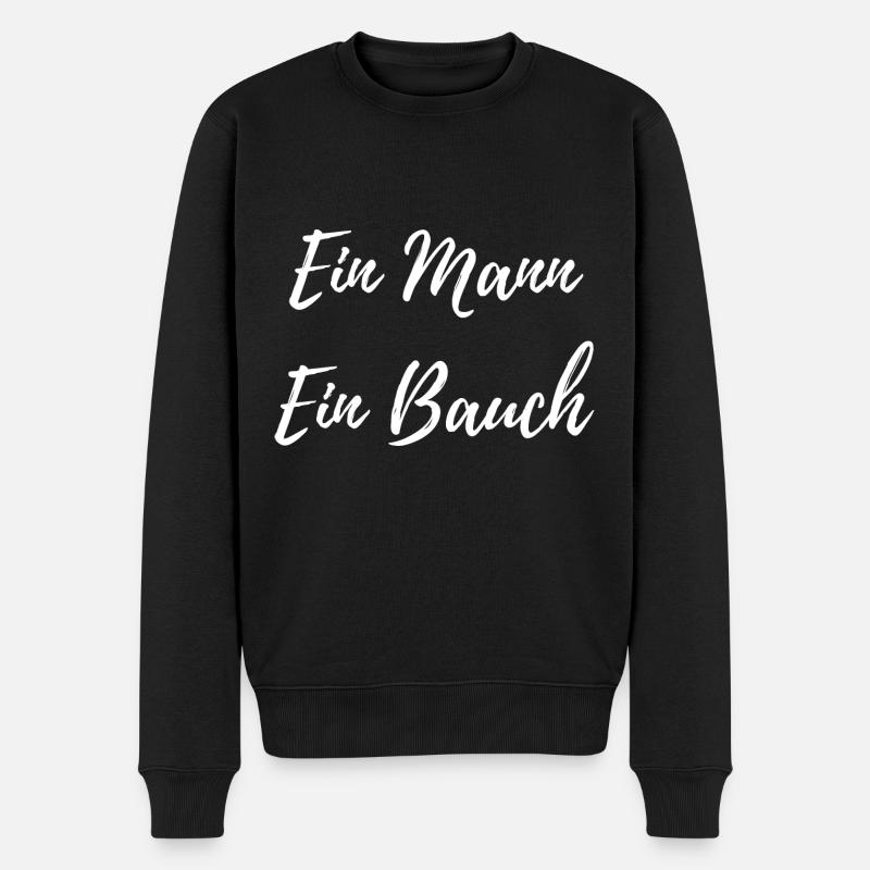 Ein Mann ein Bauch - Lustiger Männer Spruch - Männer Premium Bio Pullover - Schwarz