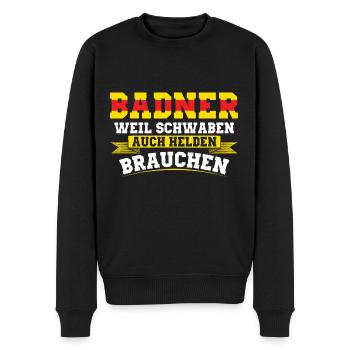 Baden Geschenkidee | Badner Badisch Badener Flagge - Männer Premium Bio Pullover - Schwarz - Vorne - Nico (187cm)
