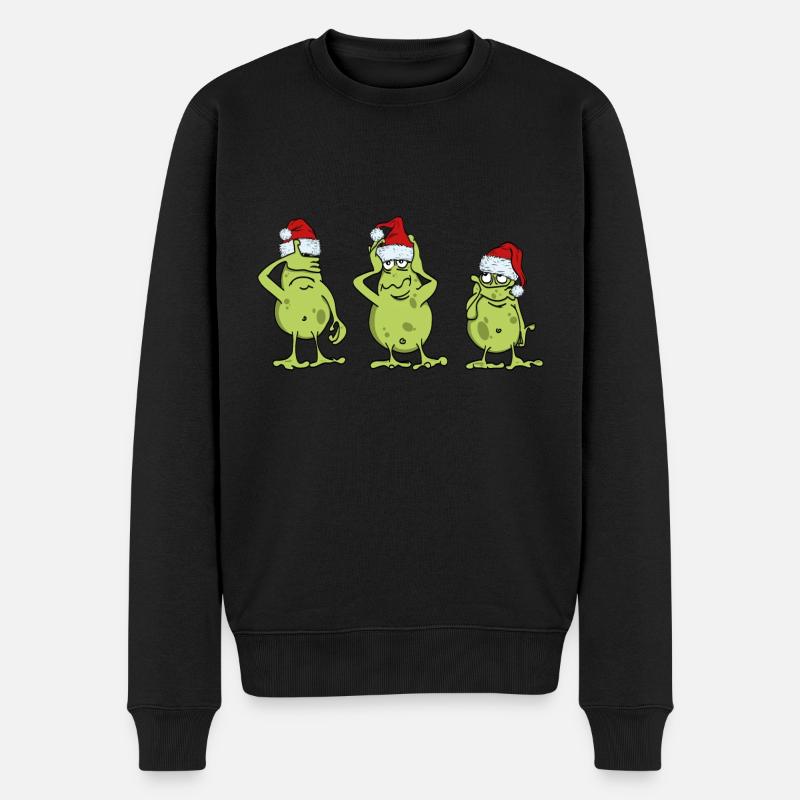 Weihnachten Frosch Frösche Wichtel - Männer Premium Bio Pullover - Schwarz