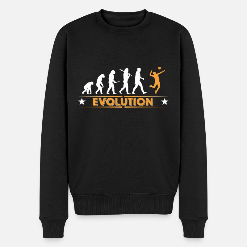 Volleyball Evolution - orange/weiss - Männer Premium Bio Pullover - Schwarz
