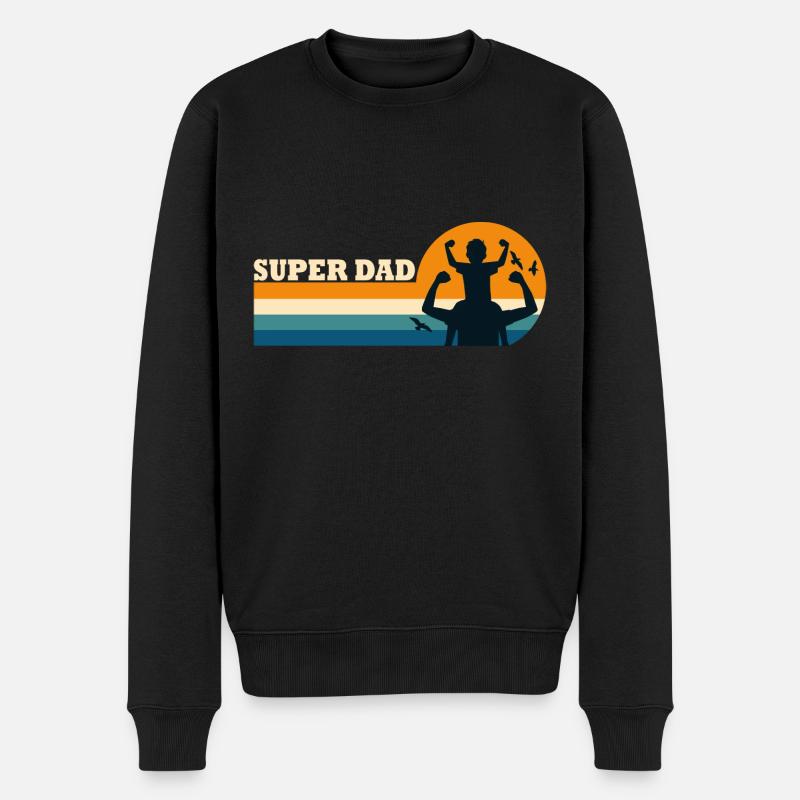Super Papa Superpapa - Männer Premium Bio Pullover - Schwarz