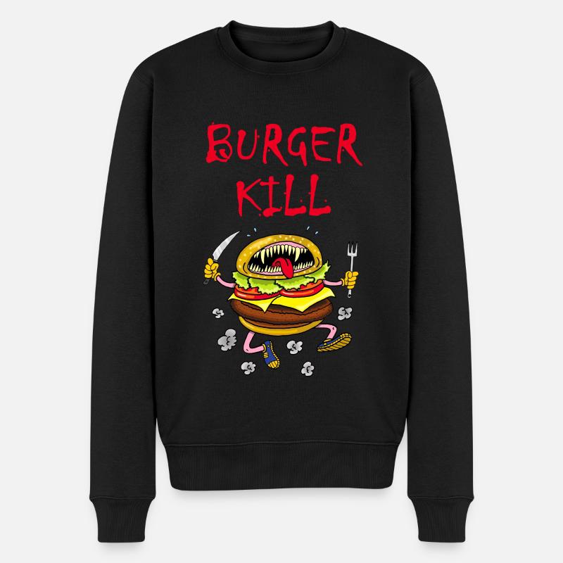 Fleischfresser Hamburger - Männer Premium Bio Pullover - Schwarz