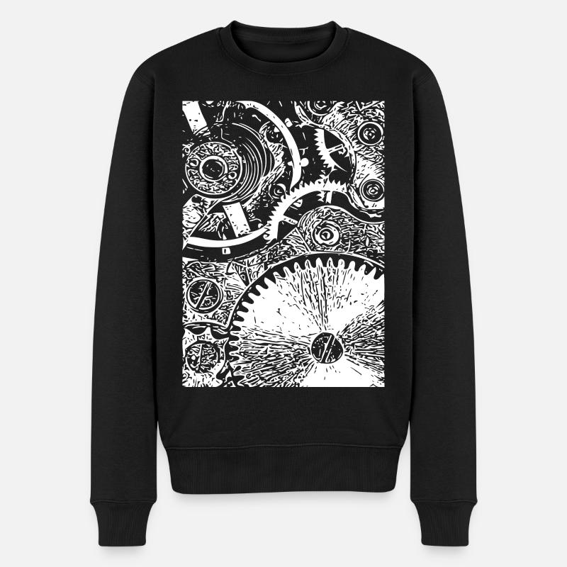 Zahnrad Clockwork Muster - Männer Premium Bio Pullover - Schwarz