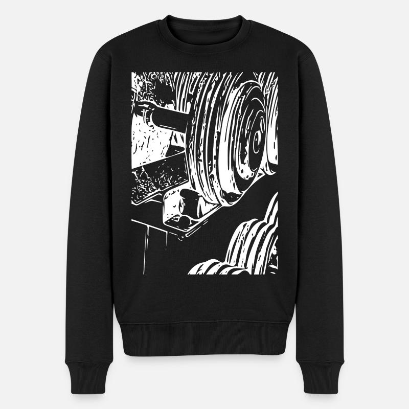 Druckmaschinen-Linienkunst - Männer Premium Bio Pullover - Schwarz