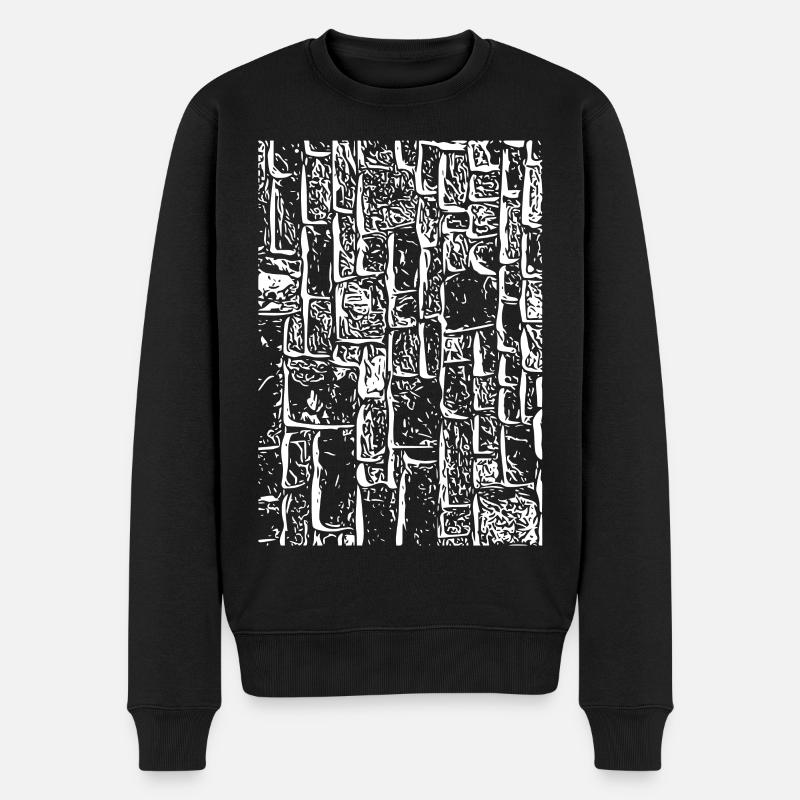 Monochrom Mauertextur Mosaic - Männer Premium Bio Pullover - Schwarz