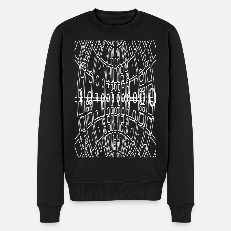 Verzerrte Raster-Tunnel - Männer Premium Bio Pullover - Schwarz