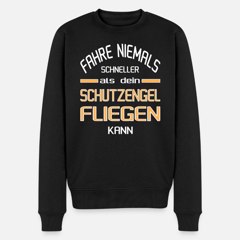 Schneller als dein Schutzengel - Männer Premium Bio Pullover - Schwarz