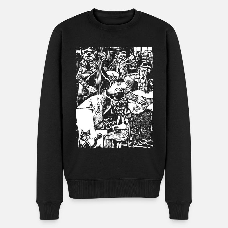 Retro Blues Kapelle Schwarzweiß - Männer Premium Bio Pullover - Schwarz