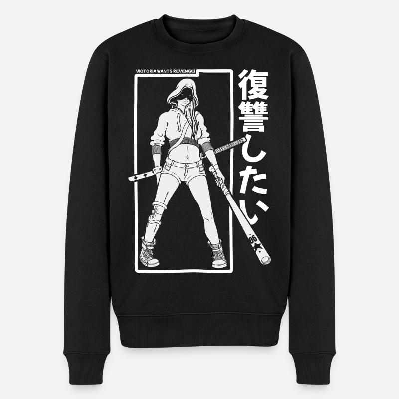 Krieger mit Kapuze und Fledermaus - Männer Premium Bio Pullover - Schwarz
