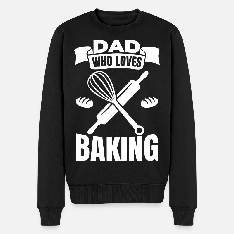 Papa, der gerne backt - Männer Premium Bio Pullover - Schwarz